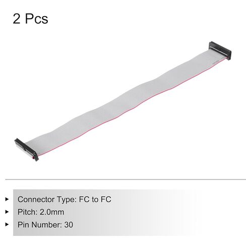 Generic IDC 30Pin كابل الشريط المسطح، 2.0 مم الملعب FC إلى FC موصل 30 سم طول سلك الطائر الرمادي للكمبيوتر شاشة LED DVD، 2 قطعة in Kuwait