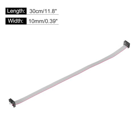 Generic IDC 10Pin Flat Ribbon Cable, 2.0mm Pitch FC to FC Connector 30cm Length Grey Jumper Wire for Computer LED Display DVD, 2Pcs in Kuwait