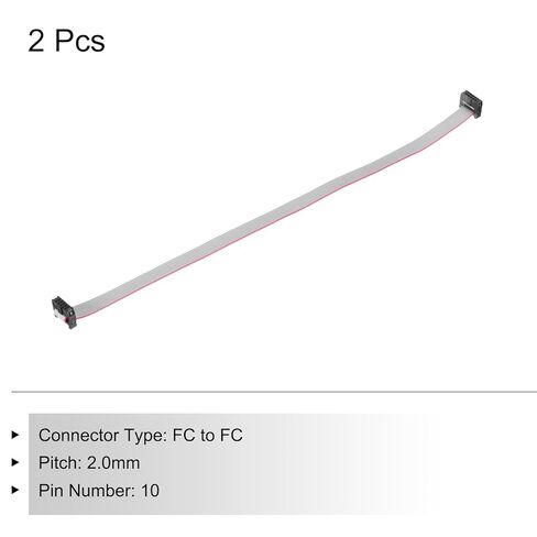 Generic IDC 10Pin Flat Ribbon Cable, 2.0mm Pitch FC to FC Connector 30cm Length Grey Jumper Wire for Computer LED Display DVD, 2Pcs in Kuwait