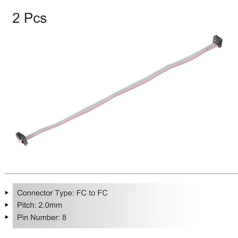 Generic IDC 8Pin Flat Ribbon Cable, 2.0mm Pitch FC to FC Connector 30cm Length Grey Jumper Wire for Computer LED Display DVD, 2Pcs in Kuwait