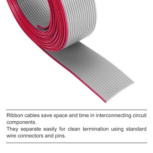 Generic 28AWG IDC Wire Flat Ribbon Cable 3 m/9.8ft Length 1.27mm Pitch 16 Pin Gray for JTAG/ISP Connecting in Kuwait