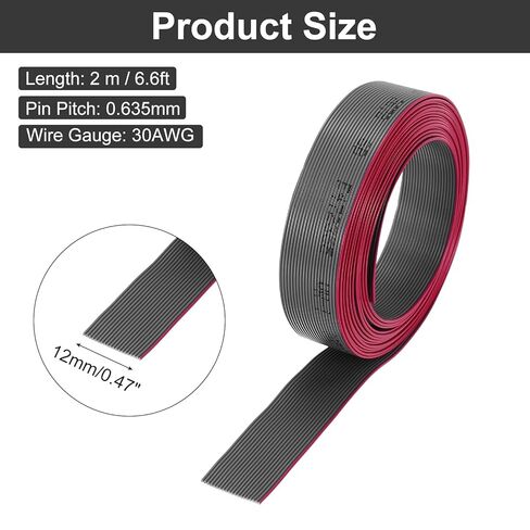 Generic 30AWG IDC سلك كابل الشريط المسطح 2 متر/6.6ft طول 0.635 مللي متر الملعب 20 دبوس رمادي لتوصيل JTAG/ISP in Kuwait