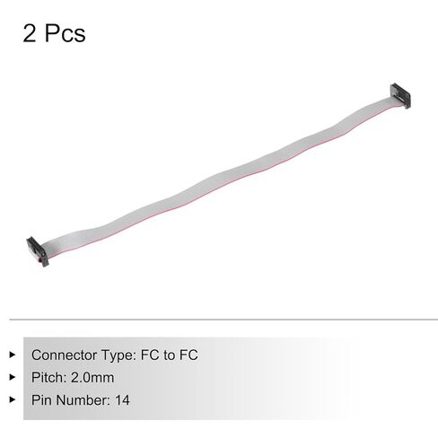 Generic IDC 14Pin كابل الشريط المسطح، 2.0 مم الملعب FC إلى FC موصل 30 سم طول سلك الطائر الرمادي للكمبيوتر شاشة LED DVD، 2 قطعة in Kuwait