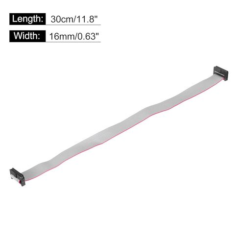 Generic IDC 16Pin Flat Ribbon Cable, 2.0mm Pitch FC to FC Connector 30cm Length Grey Jumper Wire for Computer LED Display DVD, 2Pcs in Kuwait