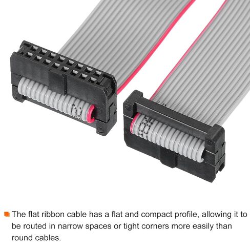 Generic IDC 16Pin Flat Ribbon Cable, 2.0mm Pitch FC to FC Connector 30cm Length Grey Jumper Wire for Computer LED Display DVD, 2Pcs in Kuwait