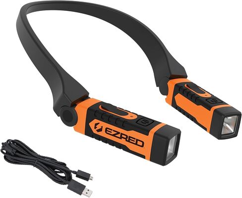 EZRED NK15-OR ANYWEAR مصباح الرقبة القابل لإعادة الشحن للإضاءة بدون استخدام اليدين، برتقالي in Kuwait