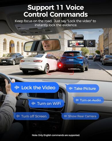 AZDOME 3 Channel Dash Cam Front and Rear Inside, 4K+1080P+2.5K ADAS Dash Cam, 3.19'' IPS Car Camera, 5.8G WiFi GPS Dash Cam for Cars, Voice Control, Night Vision, 24/7 Parking Mode, 64GB Card M550 Pro in Kuwait