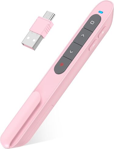 DinoFire Wireless Presenter, Hyperlink Volume Control Presentation Clicker RF 2.4GHz USB PowerPoint Clicker Presentation Remote Control Pointer Slide Advancer (Black) in Kuwait