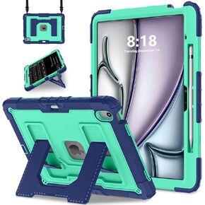 ATOOZ for iPad Air 13 M4/M3/M2 2026/2025/2024,for iPad Air 13 inch Tablet Case with Shoulder Strap & Pencil Holder,Heavy Duty Shockproof Rugged Protective Cover (Mint Green) in Saudi Arabia