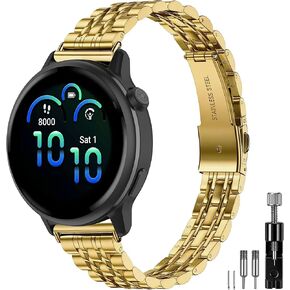 معدن نحيف 20 مم متوافق مع سوار ساعة Garmin Vivoactive 6/5/3/3 Music/Venu/Venu Sq 2/Venu 2 Plus، سلسلة حزام رفيعة أنيقة من الفولاذ المقاوم للصدأ لـ Forerunner 55/165/245/645/570 42 مم للنساء والرجال in Kuwait