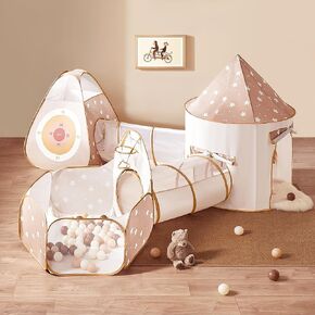 Tiny Land Play Tunnel and Ball Pit for Toddlers, 5pcs Indoor Playground - Foldable Pop Up Tents with Carry Bag, Outdoor Playhouse with Crawling Toys & Play Tent, Gift for Boys and Girls in Kuwait