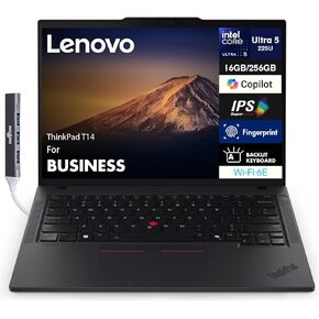 Lenovo ThinkPad T14 (Intel Ultra 5-225U، 16GB DDR5، 512GB PCIe SSD، Intel Graphics، Win 11 Pro) مع موسع منفذ USB in Kuwait