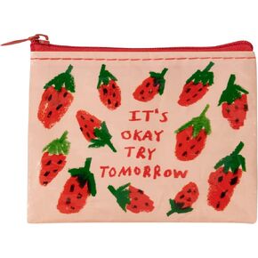 Blue Q Coin Purse-Ch-Ch-Ch-Change ، حقيبة عملة لطيفة للرجال والنساء ، منظم سلسلة مفاتيح المحفظة الصغيرة ، حقيبة سستة للعملات المعدنية ، بطاقات الهدايا وسماعات الأذن ، حامل البطاقة المصغرة ، محفظة مضغوطة ، 3 "H x 4" W in Kuwait