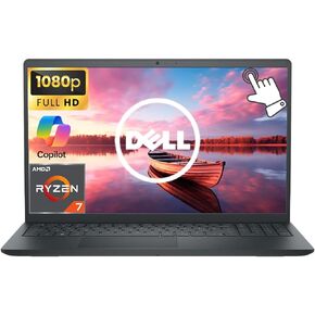 كمبيوتر محمول Dell Inspiron مقاس 15.6 بوصة بشاشة لمس FHD، كمبيوتر محمول يعمل بنظام Windows 11 مع AI Copilot جاهز، معالج AMD Ryzen 7 ثماني النواة، ذاكرة وصول عشوائي سعتها 8 جيجابايت وتخزين 512 جيجابايت (256 جيجابايت SSD + مجموعة إرساء 256 جيجابايت)، لوحة م in Kuwait