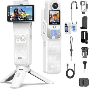 كاميرا SJCAM C400 4K YouTube Creator، مقبض بطارية 7H، كاميرا سفر 3 في 1 محمولة يمكن ارتداؤها مع شاشة لمس 2.29 بوصة، تثبيت 6 محاور، كاميرا مقاومة للماء 30 متر، بيضاء in Kuwait