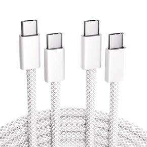 كابل USB-C إلى USB-C 2 حزمة، شحن سريع 60 وات، مجدول من النايلون الفاخر، توصيل طاقة USB-C، مزامنة البيانات لأجهزة iPhone 15/16/17، Android، Samsung، iPad، MacBook (2pack-3ft) in Kuwait