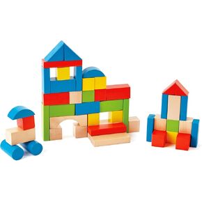 Maple Wood Kids Building Blocks by Hape | Stacking Wooden Block Educational Toy Set for Toddlers, 50 Brightly Colored Pieces in Assorted Shapes and Sizes in Saudi Arabia