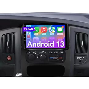 9 Inch Car Radio Stereo Compatible with Dodge RAM 2002-2005/Jeep Wrangler 2003-2005/Caravan 2004-2007, 2+64G Android 13 Car Head Unit with Wireless CarPlay/Android Auto, GPS, Backup Camera in Saudi Arabia