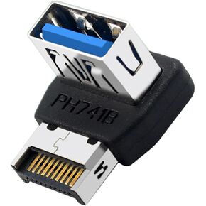 محول WLGQ USB 3.2 Gen2 Type-E إلى USB 3.0 أنثى، محول رأس داخلي بزاوية 90 درجة، للوحة الأمامية للوحة الأم، وإدارة كابلات حافظة الكمبيوتر - (B) in Kuwait