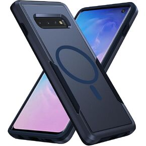 حافظة لهاتف Samsung Galaxy S10، [متوافقة مع Magsafe] [تم اختبار السقوط من الدرجة العسكرية] حافظة هاتف واقية متينة مغناطيسية مقاومة للصدمات - 6.1 بوصة (أسود) in Kuwait