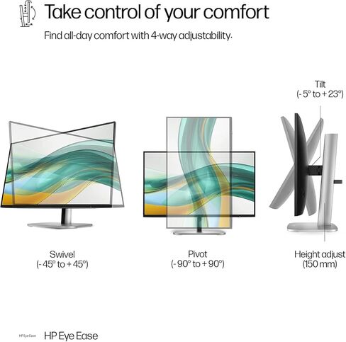 HP Series 5 Pro 27" FHD IPS Monitor with 120 Hz 350 Nits, 5ms, Anti-Glare, Flicker Free, VESA Mount (100mm), Adjustable Height, Swivel, Pivot & Dockztorm USB Port Expander in Kuwait