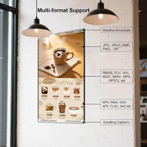 32" Digital Signage Disply, 2000nits High Brightness Advertising Display, Slim Fit Frameless Wall Mount Digital Signage, CMS Remote Publish, 24/7 Working, Smart Split-Screen, HDMI/USB/WiFi/Android OS in Kuwait