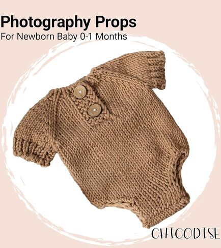 Newborn Photography Props Hand-Knitted Lion Set | Baby Boys Girls Photo Shoot Animals Outfit with Hat Romper in Kuwait