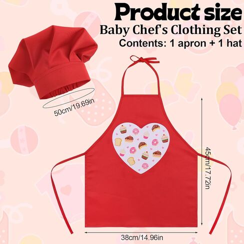 2 Pack Baby Photography Props, Baby Chef Hat and Apron, Baby Chef Outfit, Newborn Photography Outfits Boys and Girls Infant Twins Posing Photo Costume Accessories, 6-24 Months in Kuwait