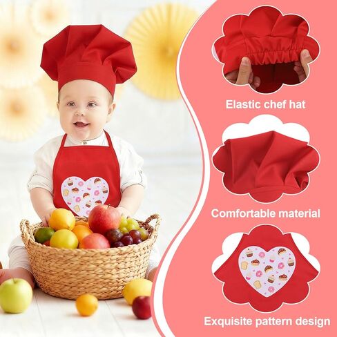 2 Pack Baby Photography Props, Baby Chef Hat and Apron, Baby Chef Outfit, Newborn Photography Outfits Boys and Girls Infant Twins Posing Photo Costume Accessories, 6-24 Months in Kuwait