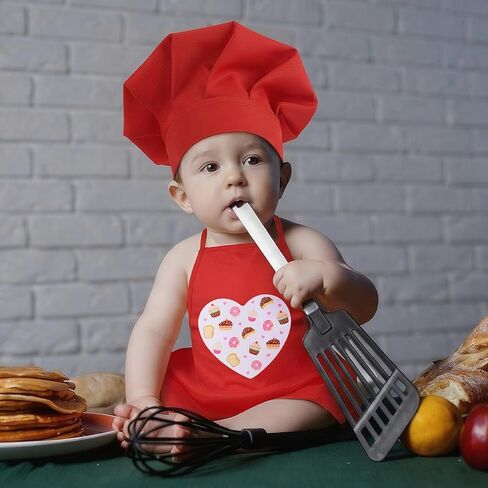 2 Pack Baby Photography Props, Baby Chef Hat and Apron, Baby Chef Outfit, Newborn Photography Outfits Boys and Girls Infant Twins Posing Photo Costume Accessories, 6-24 Months in Kuwait