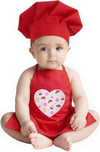 2 Pack Baby Photography Props, Baby Chef Hat and Apron, Baby Chef Outfit, Newborn Photography Outfits Boys and Girls Infant Twins Posing Photo Costume Accessories, 6-24 Months in Kuwait