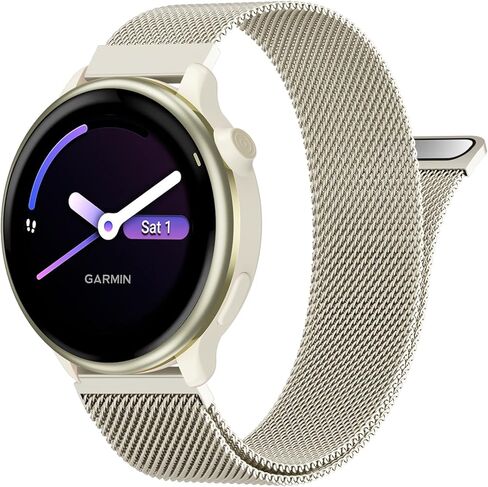 Bolesi Mesh Metal Watch Band Compatible with Garmin Vivoactive 5/6/3/Forerunner 55/165/Venu Sq 2,20mm Soft Stainless Steel Magnetic Buckle Strap for Forerunner 245/645 Accessory Women Men in Saudi Arabia