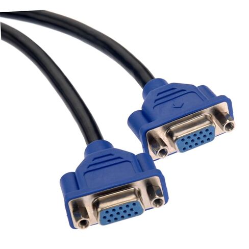 محول فيديو Holibanna Vga ذكر إلى أنثى مزدوج Y-Splitter لأجهزة الكمبيوتر وأجهزة العرض المسطحة Svga باللون الأسود in Kuwait