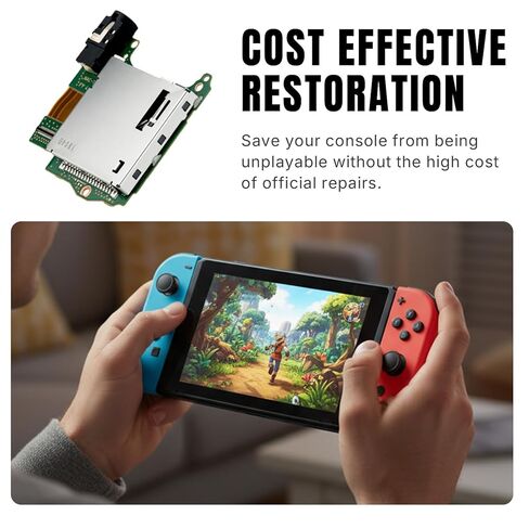 استبدال فتحة قارئ بطاقة الألعاب Mcbazel لجهاز Nintendo Switch HAC-001، لوحة خرطوشة اللعبة مع موصل مقبس سماعة الرأس، مجموعة أدوات إصلاح كاملة DIY لخطأ القراءة ولا توجد مشكلات صوتية (ليست لـ OLED/Lite) in Kuwait