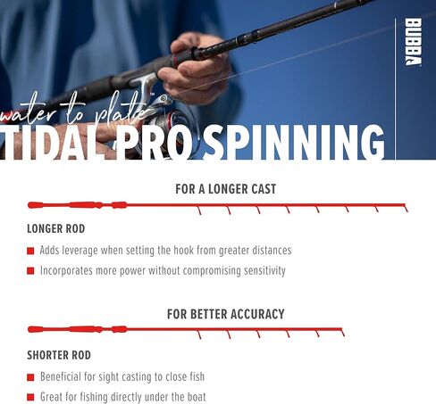 BUBBA Tidal Pro Inshore 7'6" قضيب دوار متوسط ​​سريع على الشاطئ مع قبضة من ألياف الكربون' in Kuwait