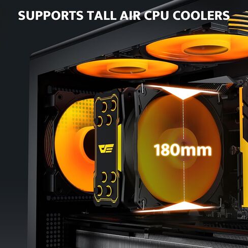 darkFlash DB330M Micro-ATX Gaming PC Case, 270° Panoramic Dual Tempered Glass, 3× Pre-Installed PWM ARGB Fans, Vertical Airflow Design, Type-C Front I/O, Supports up to 240mm AIO, Black in Kuwait