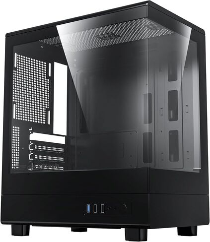 darkFlash DB330M Micro-ATX Gaming PC Case, 270° Panoramic Dual Tempered Glass, 3× Pre-Installed PWM ARGB Fans, Vertical Airflow Design, Type-C Front I/O, Supports up to 240mm AIO, Black in Kuwait