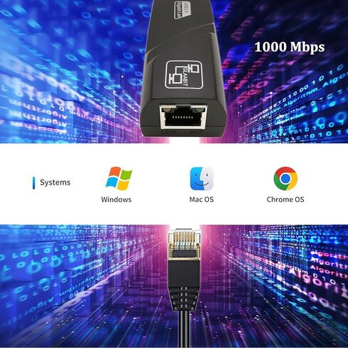 محول إنترنت HiQltyla USB 3.0 إلى 10/100/1000 ميجابت في الثانية جيجابت إيثرنت، محول شبكة إيثرنت LAN بدون سائق متوافق مع أجهزة الكمبيوتر المحمول، MacBook Air، Surface، سطح المكتب مع نظام Windows/Mac/Linux in Kuwait