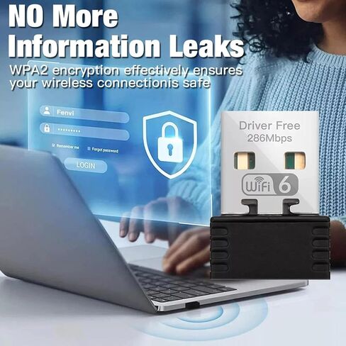 محول واي فاي USB لاسلكي للكمبيوتر المحمول، محول واي فاي 286.8 ميجابت في الثانية 2.4 جيجا بايت للكمبيوتر الشخصي في الولايات المتحدة in Kuwait