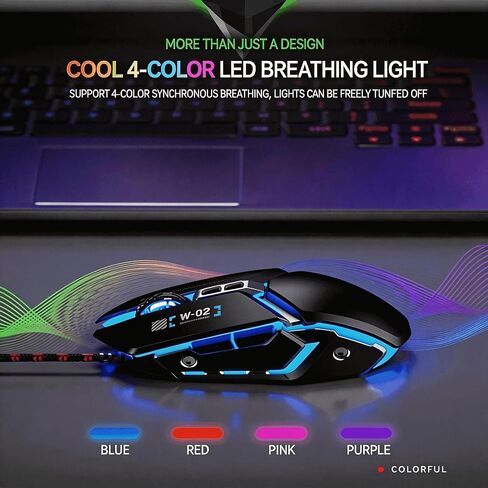 【 2026 Upgraded Mouse Macro - 59 Inch Cable 】High Performance Wired Gaming Optical mouse - 8800DPI Optical Sensor - Easy USB Connection - 6 Programmable Shortcut Keys - Anti Slip Rolle - Plug and Play in Kuwait