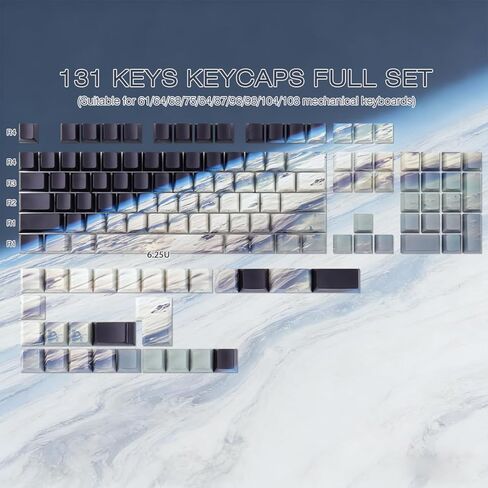 JOMKIZ Earth from Space Keycap Set - 131 Keys Side Print Shine Through Keycaps, Cherry Profile PBT Keycaps, Dye-Sublimated Space Theme for Mechanical Keyboards in Kuwait