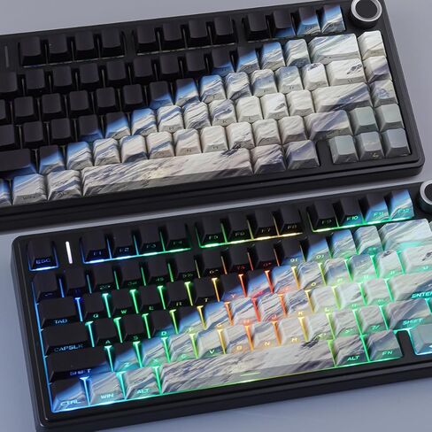 JOMKIZ Earth from Space Keycap Set - 131 Keys Side Print Shine Through Keycaps, Cherry Profile PBT Keycaps, Dye-Sublimated Space Theme for Mechanical Keyboards in Kuwait