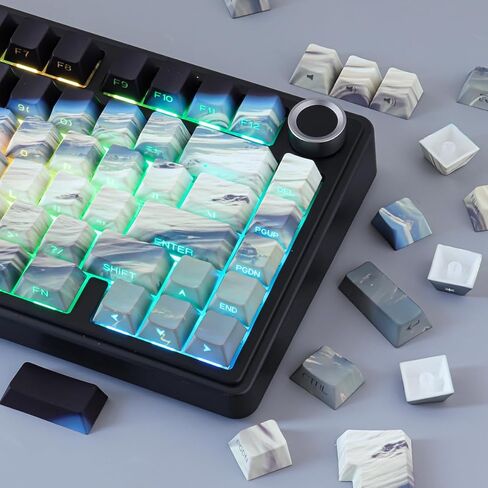 JOMKIZ Earth from Space Keycap Set - 131 Keys Side Print Shine Through Keycaps, Cherry Profile PBT Keycaps, Dye-Sublimated Space Theme for Mechanical Keyboards in Kuwait
