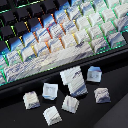 JOMKIZ Earth from Space Keycap Set - 131 Keys Side Print Shine Through Keycaps, Cherry Profile PBT Keycaps, Dye-Sublimated Space Theme for Mechanical Keyboards in Kuwait