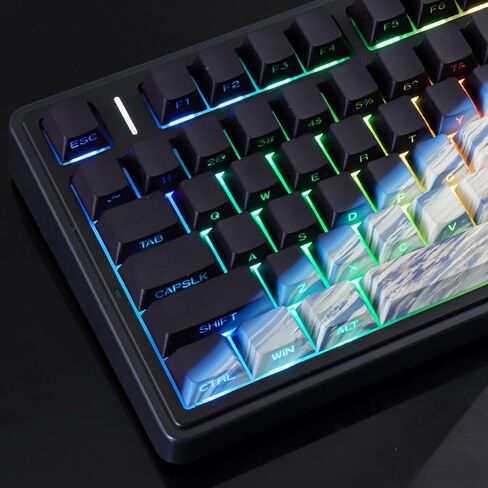 JOMKIZ Earth from Space Keycap Set - 131 Keys Side Print Shine Through Keycaps, Cherry Profile PBT Keycaps, Dye-Sublimated Space Theme for Mechanical Keyboards in Kuwait