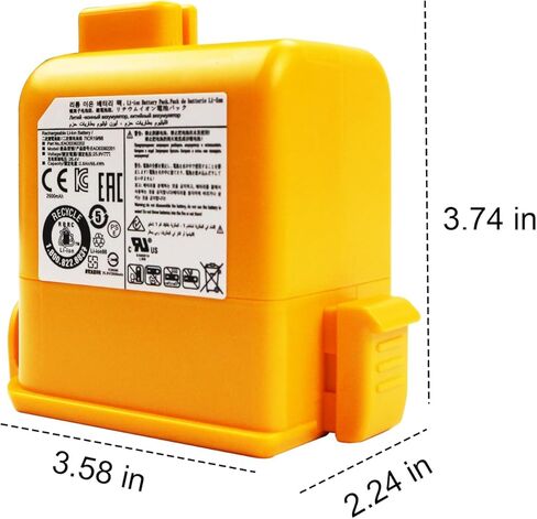 EAC63382204 EAC63382202 Battery for LG Cord Zero A9 A9S P9 A9K-CORE PRO A9MAX A9T-Ultra A9M A9MULTI A9N A958 A958S A958SA A958SK A9 Plus A905M A905RM A907GMS A929KVM A9KMAX A916 66.4Wh 2600 mAh in Kuwait