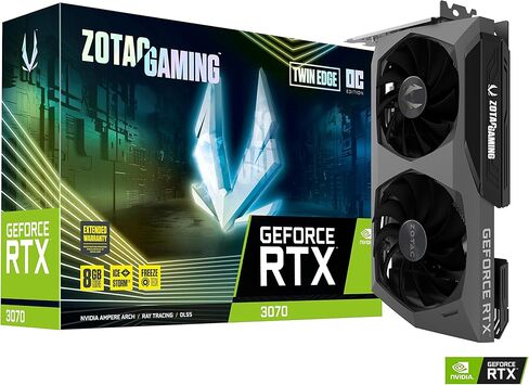 ZOTAC Gaming GeForce RTX 3070 Twin Edge OC Low Hash Rate 8GB GDDR6 256-bit 14 Gbps PCIE 4.0 Gaming Graphics Card, IceStorm 2.0 Advanced Cooling, White LED Logo Lighting, ZT-A30700H-10PLHR in Kuwait