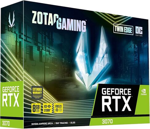ZOTAC Gaming GeForce RTX 3070 Twin Edge OC Low Hash Rate 8GB GDDR6 256-bit 14 Gbps PCIE 4.0 Gaming Graphics Card, IceStorm 2.0 Advanced Cooling, White LED Logo Lighting, ZT-A30700H-10PLHR in Kuwait