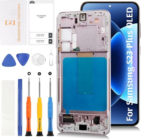 شاشة LCD بديلة OLED Galaxy S23 Plus (دعم بصمات الأصابع) لهاتف Samsung Galaxy S23+ S23 Plus SM-S916 مجموعة رقمية تعمل باللمس + (إطار أسود فانتوم Galaxy S23+) in Kuwait