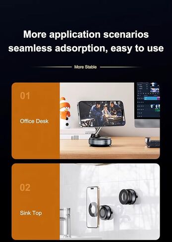 R&B Goods for MagSafe (مغناطيس الروبيديوم) حامل مغناطيسي للهاتف في السيارة، أسود، سبائك الزنك، 3 محاور قابلة للتعديل، شفط فراغ، تصميم قابل للطي مع دوران 360 درجة لهاتف iPhone 17 Pro Max 16 15 14 13 12 in Kuwait